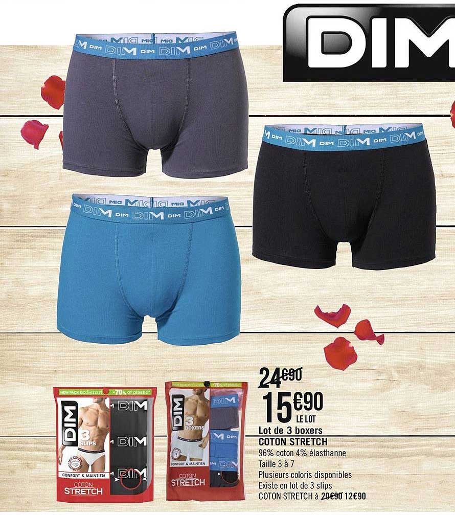 Lot De 3 Boxers Coton Stretch Dim