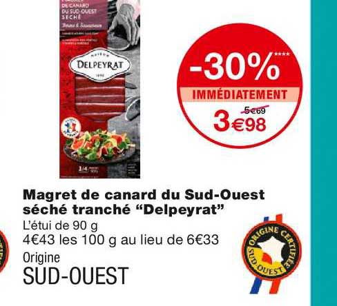 magret de canard du sud-ouest séché tranché "delpeyrat"