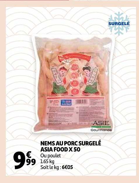 nems au porc surgelé asia food x50