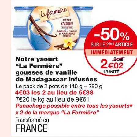 notre yaourt "la fermière" gousse de vanille de madagascar infusées