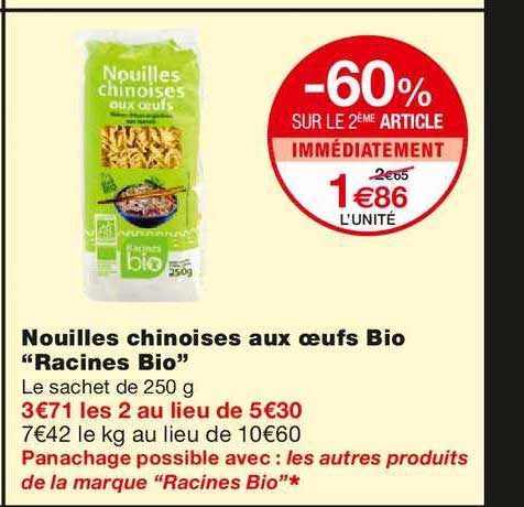 nouilles chinoises aux oeufs bio "racines bio"