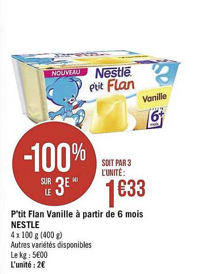 p'tit flan vanille à partir de 6 mois nestlé