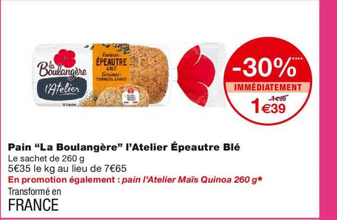 pain "la boulangère" l'atelier épeautre blé