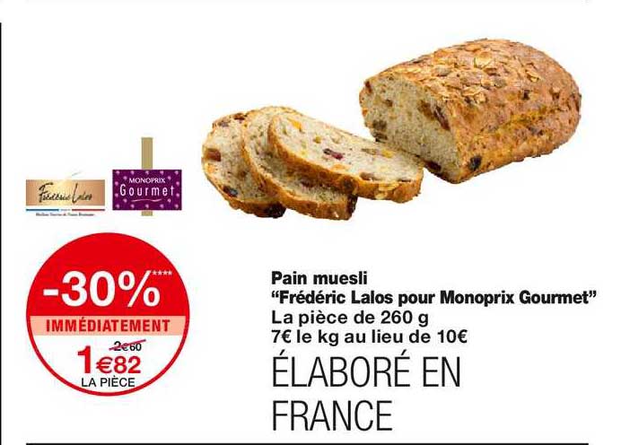 pain muesli "frédéric lalos  pour monoprix gourmet"