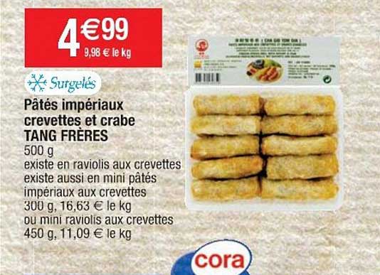 pâtés impériaux crevettes et crabe tang frères