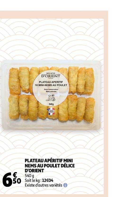 plateau apéritif mini nems au poulet délice d'orient