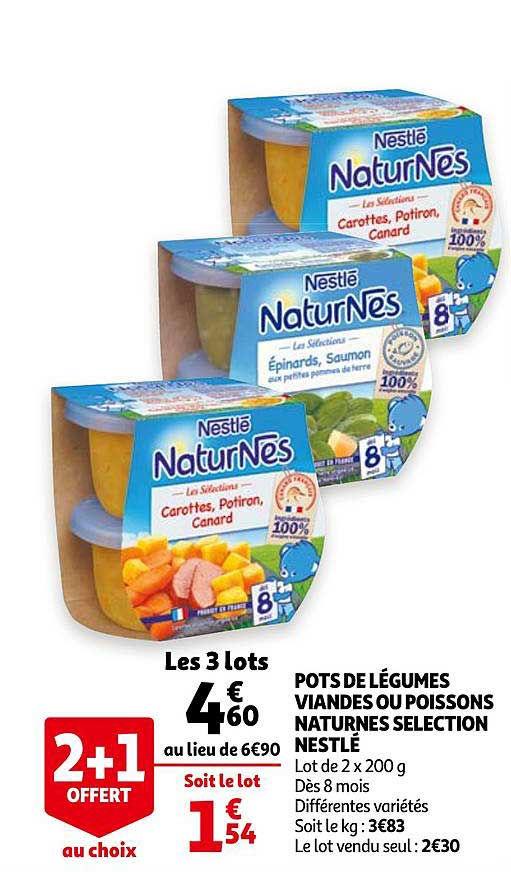 pots de légumes viandes ou poissons naturnes selection nestlé