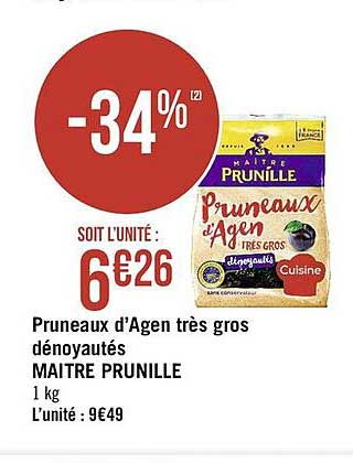 pruneaux d'agen très gros dénoyautés maître prunille