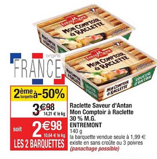 raclette saveur d'antan mon comptoir à raclette 30% m.g. entremont