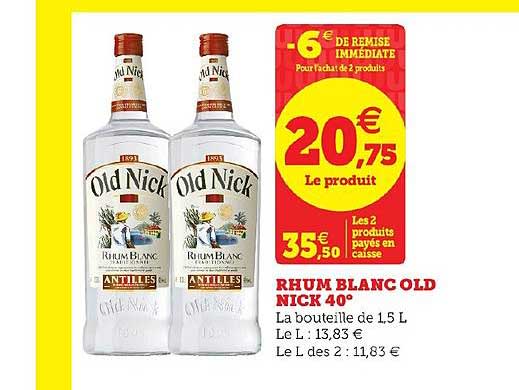 rhum blanc old nick 40°