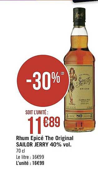 rhum épicé the original sailor jerry 40% vol.