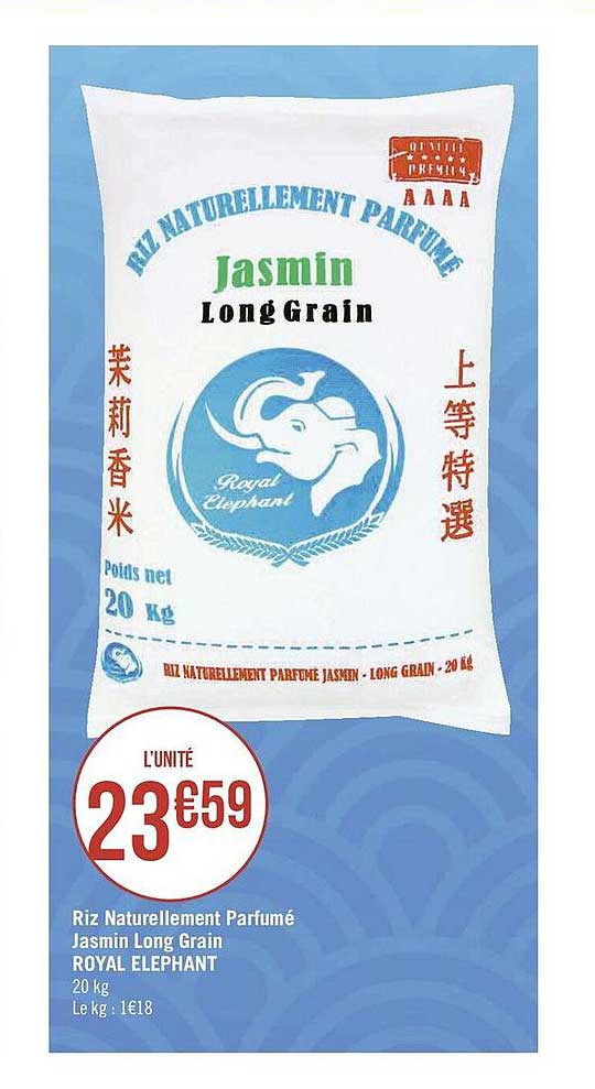 riz naturellement parfumé jasmin long grain royal éléphant
