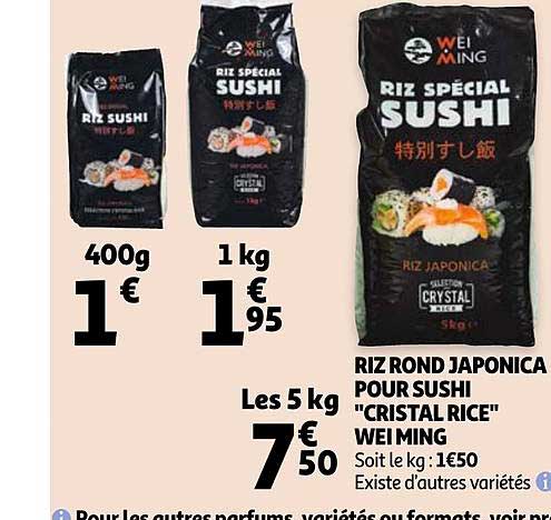 riz rond japonica pour sushi "cristal rice" wei ming