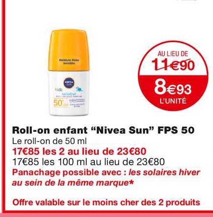 roll-on enfant "nivea sun" fps 50