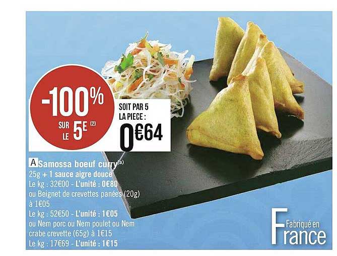 samossa bœuf curry + 1 sauce aigre douce