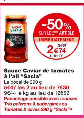 sauce caviar de tomates à l'ail "sacla"