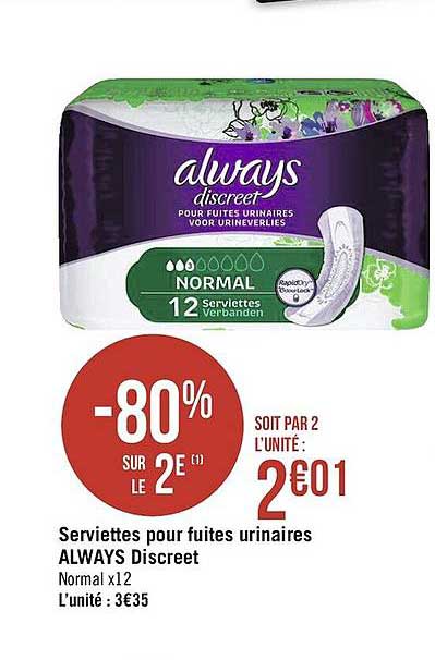 serviettes pour fuites urinaires always discreet