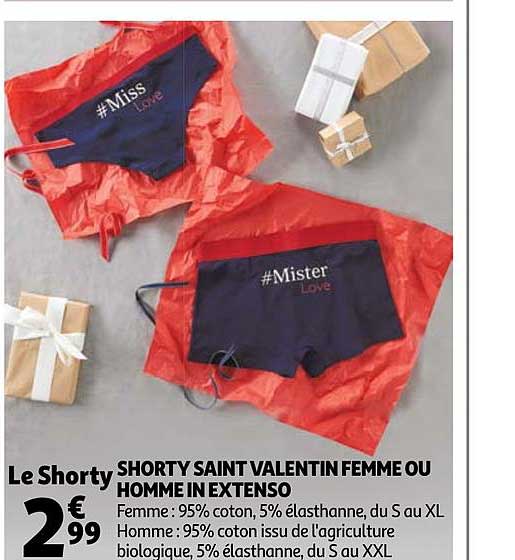 shorty saint valentin femme ou homme in extenso
