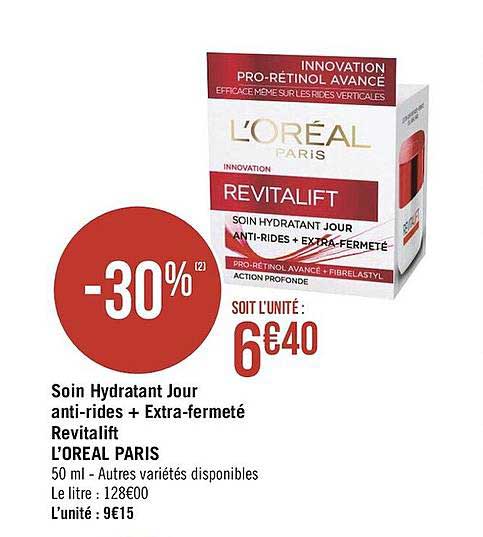 soin hydratant jour anti-rides + extra-fermeté revitalift l'oréal paris