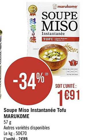 soupe miso instantanée tofu marukome