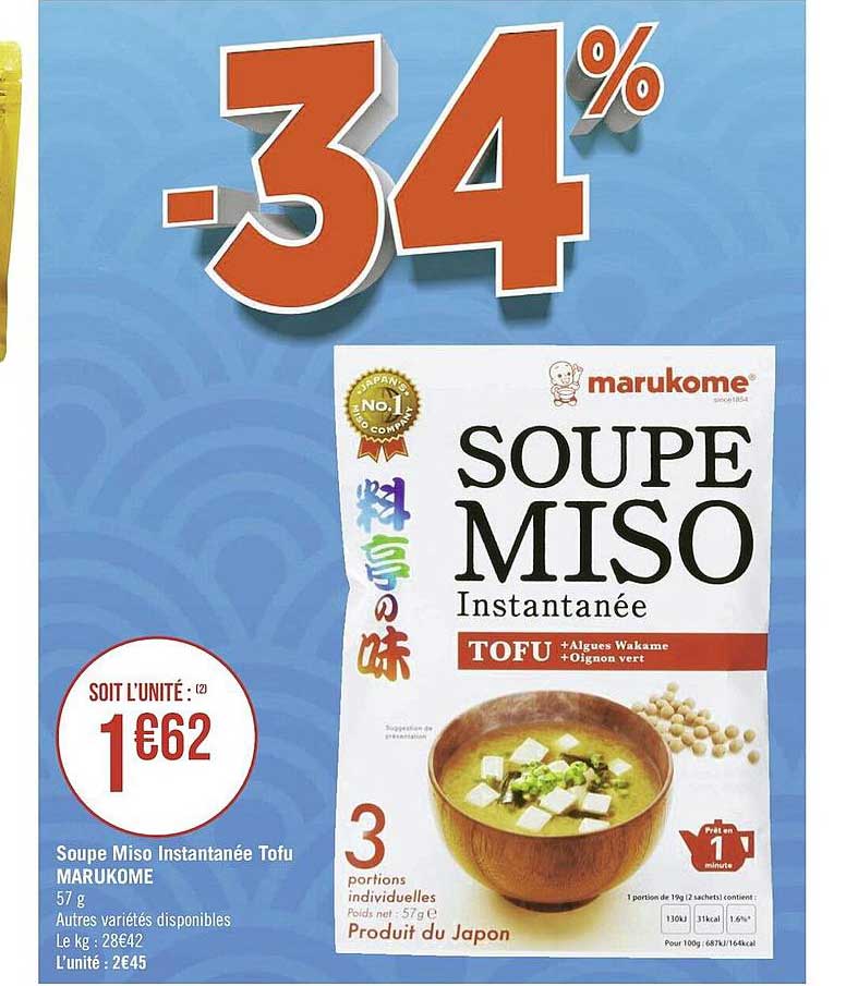 soupe miso instantanée tofu marukome