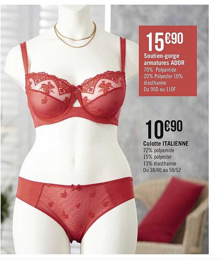 soutien-gorge armatures ador, culotte italienne