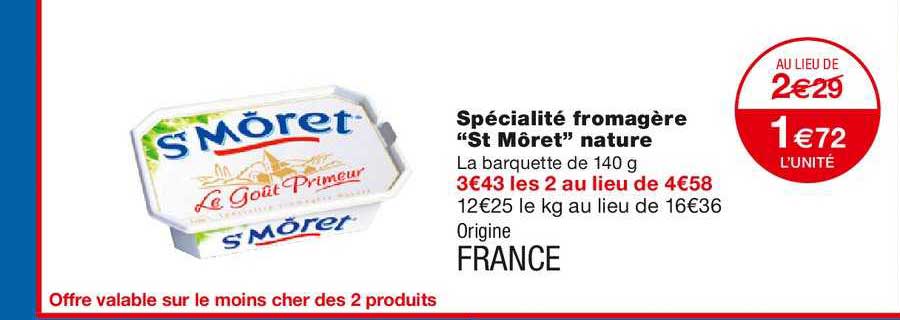 spécialité fromagère "st môret" nature