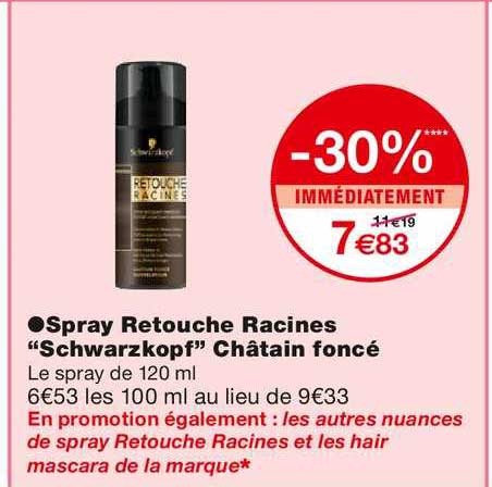 spray retouche racines "schwarzkopf" châtain foncé