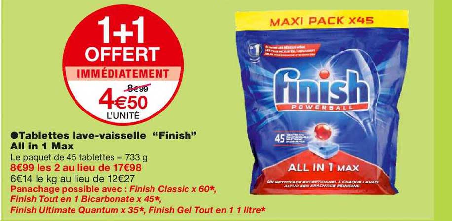 Tablettes Lave-vaisselle "finish" All In 1 Max