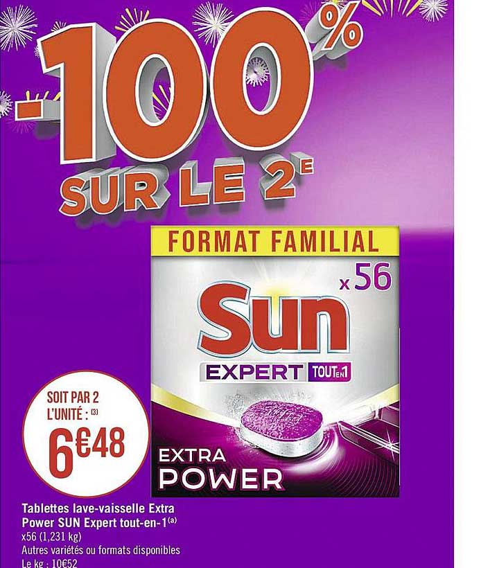 tablettes lave-vaisselle extra power sun expert tout-en-1