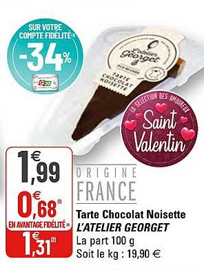 tarte chocolat noisette l'atelier georget