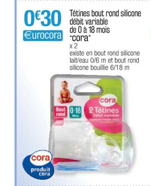 tétines bout rond silicone débit variable de 0 à 18 mois "cora"
