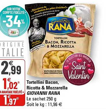 tortellini bacon, ricotta & mozzarella giovanni rana