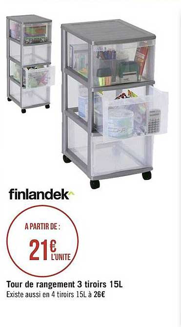 Tour De Rangement 3 Tiroirs 15l Finlandek^