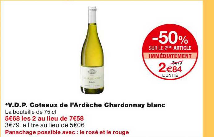 v.d.p. coteaux de l'ardèche chardonnay blanc