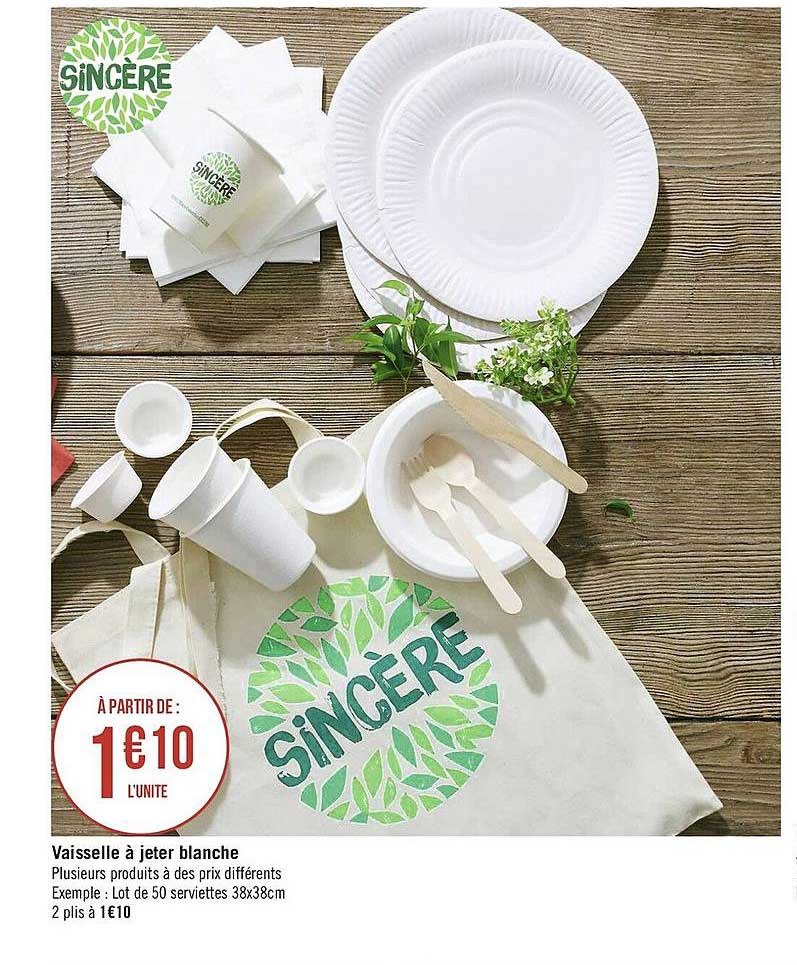 Vaisselle à Jeter Blanche Sincère