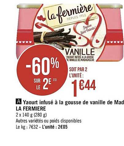 yaourt infusé à la gousse de vanille de madagascar la fermière