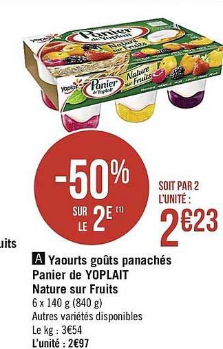 yaourts goûts panachés panier de yoplait nature sur fruits
