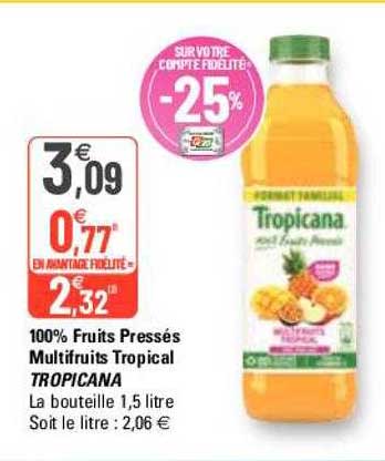 100% fruits pressés multifruits tropical tropicana