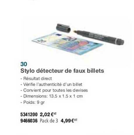 30 stylo détecteur de faux billets