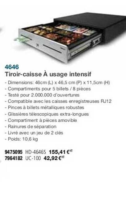 4646 tiroir-caisse à usage intesif