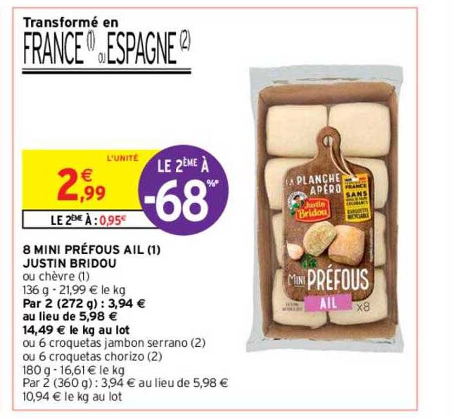 8 mini préfous ail justin bridou