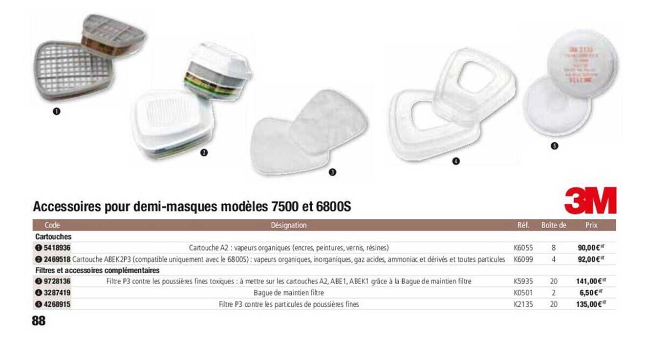 accessoires pour demi-masques modèles 7500 et 6800s 3m