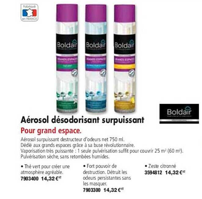 Aérosol Désodorisant Surpuissant Boldair