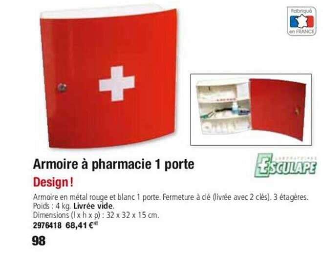 armoire à pharmacie 1 porte esculape