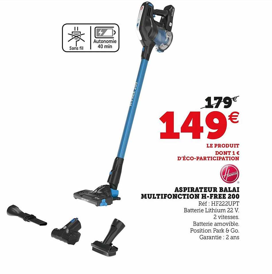 aspirateur balai multifonction h-free 200