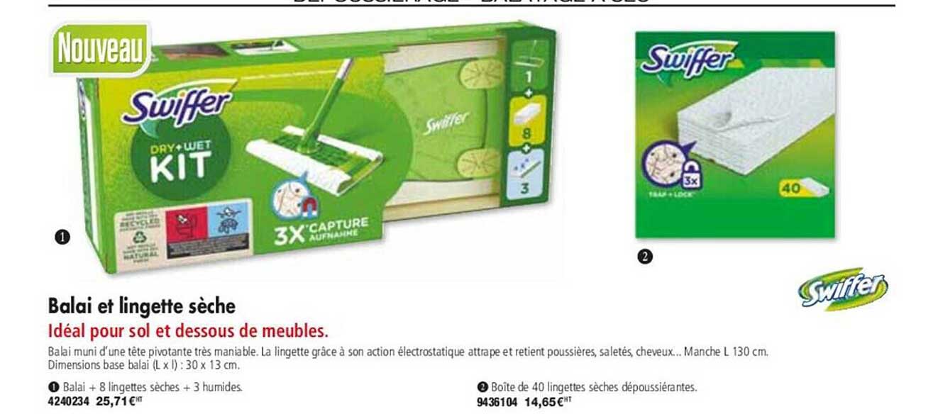 balai et lingette sèche swiffer