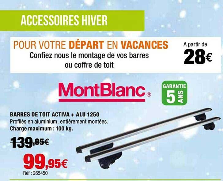 barres de toit activa + alu 1250 montblanc