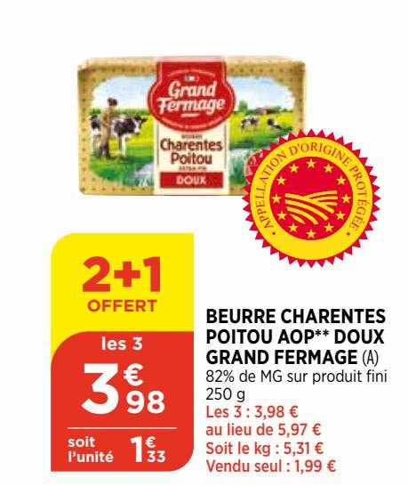 beurre charentes poitou aop** doux grand fermage
