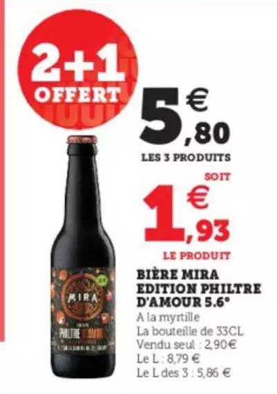 bière mira édition philtre d'amour 5.6° 2+1 offert